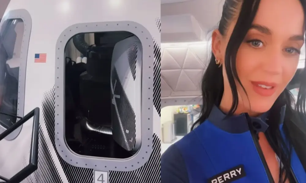 Katy-Perry-Blue-Origin (1) Katy Perry mostra interior de foguete que vai levá-la ao espaço • Reprodução/Katy Perry