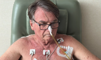 O ex-presidente Jair Bolsonaro (`PL) segue internado em Brasília • 16/04/2025-Reprodução/X/@jairbolsonaro