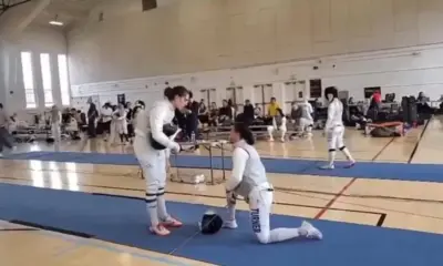 A esgrimista se recusou a lutar contra a oponente trans (Foto: Reprodução/Daily Mail UK)