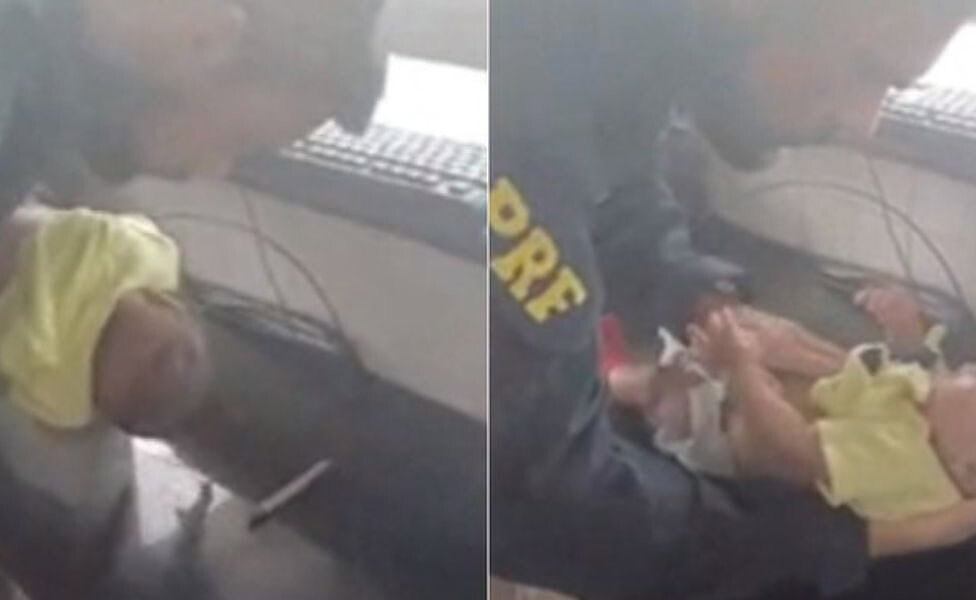 O agente da PRF, que também é estudante de medicina, aplicou a manobra de Heimlich no bebê engasgado  |   Bnews - Divulgação Divulgação/PRF