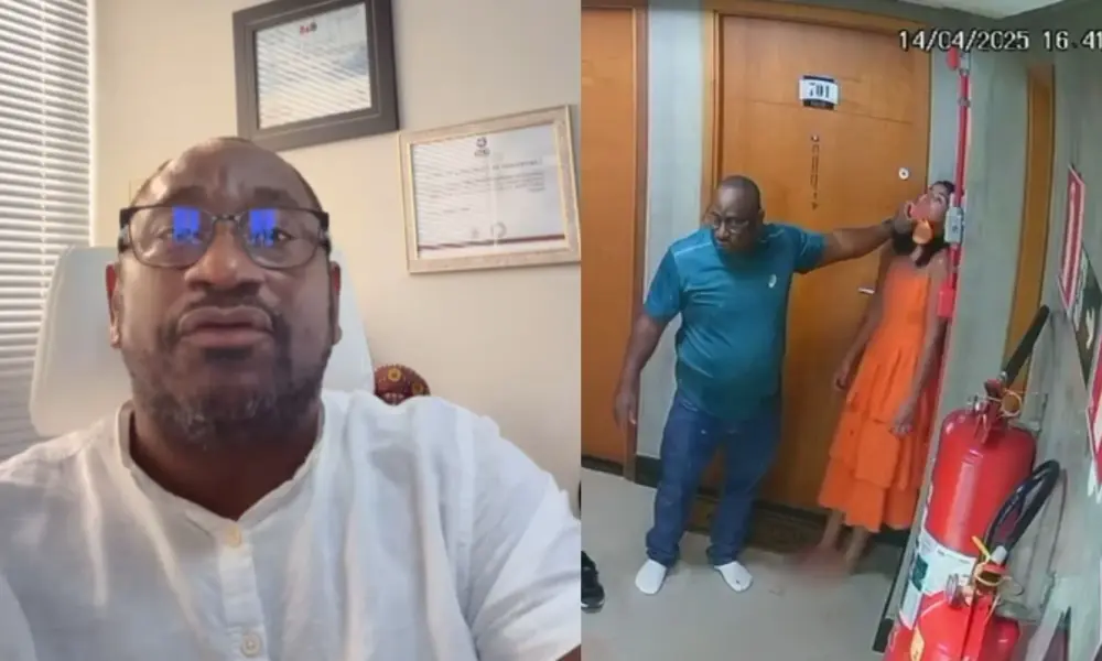 Imagens de uma câmera de segurança do prédio onde o casal reside flagraram a ação • Reprodução