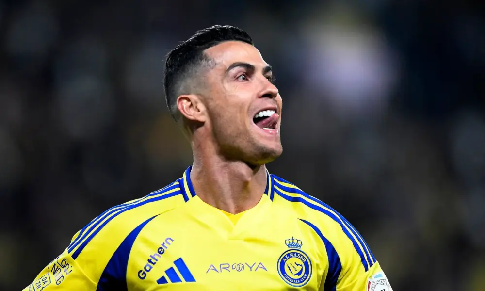 2025-02-13T161715Z_1_LYNXMPEL1C0SC_RTROPTP_4_SOCCER-SAUDI-NSR-FEI-REPORT Cristiano Ronaldo comemora gol em partida do Al Nassr contra o Al Fayah em Riade 07/02/2025 REUTERS/Stringer