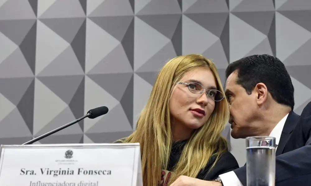A influenciadora Virginia Fonseca durante depoimento na CPI das Bets do Senado • Foto: Edilson Rodrigues/Agência Senado