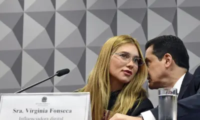 A influenciadora Virginia Fonseca durante depoimento na CPI das Bets do Senado • Foto: Edilson Rodrigues/Agência Senado