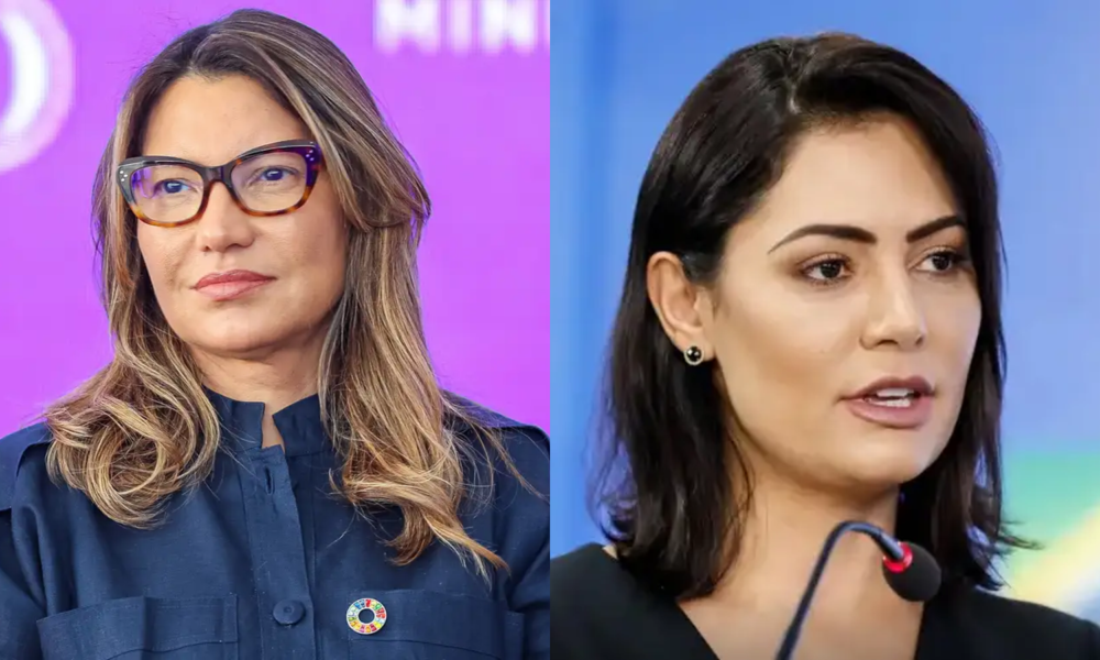 A primeira-dama Rosângela Lula da Silva, a Janja (Foto: Claudio Kbene/PR) e Michelle Bolsonaro, ex-primeira-dama (Foto: Isac Nóbrega/PR)